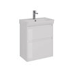 Тумба под умывальник Lemark COMBI 60 см под 1 раковину, подвесная/напольная, 2 ящика, цвет корпуса, фасада: Белый глянец LM03C60T