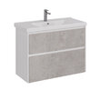 Тумба под умывальник Lemark COMBI 100 см под 1 раковину, подвесная/напольная, 2 ящика, цвет фасада: Бетон, цвет корпуса: Белый глянец LM03C100T-Beton